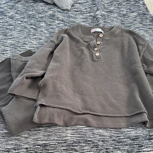 Women’s army green Button-Up Sweater Top and pants sets